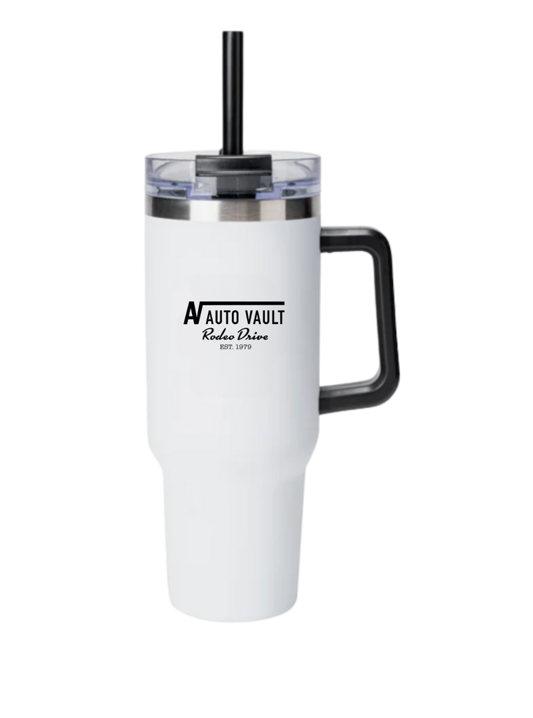 White Auto Vault Stainless Steel 30 oz. Tumbler