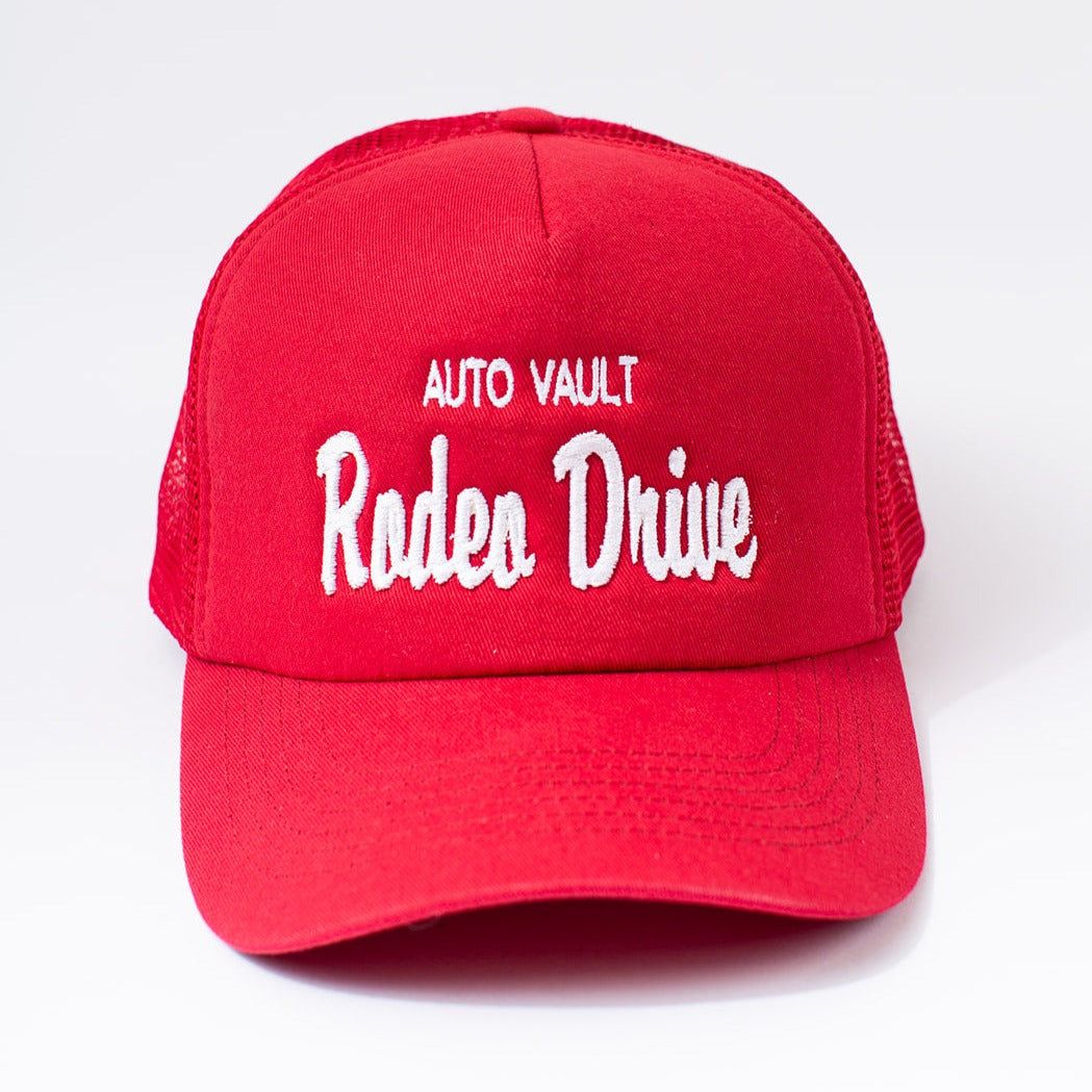 Auto Vault Vintage-Inspired Baseball Hat - Red & White