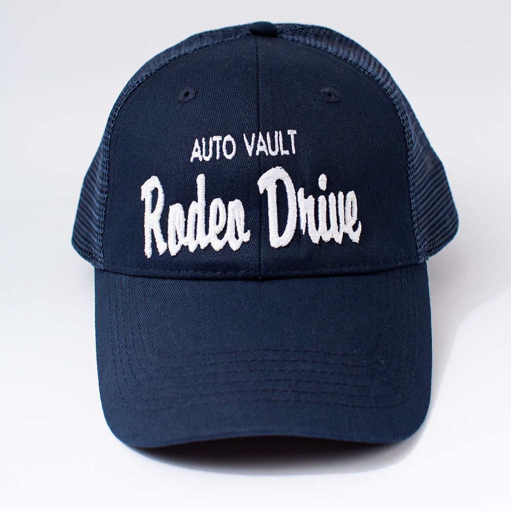 Auto Vault Vintage-Inspired Baseball Hat - Navy & White