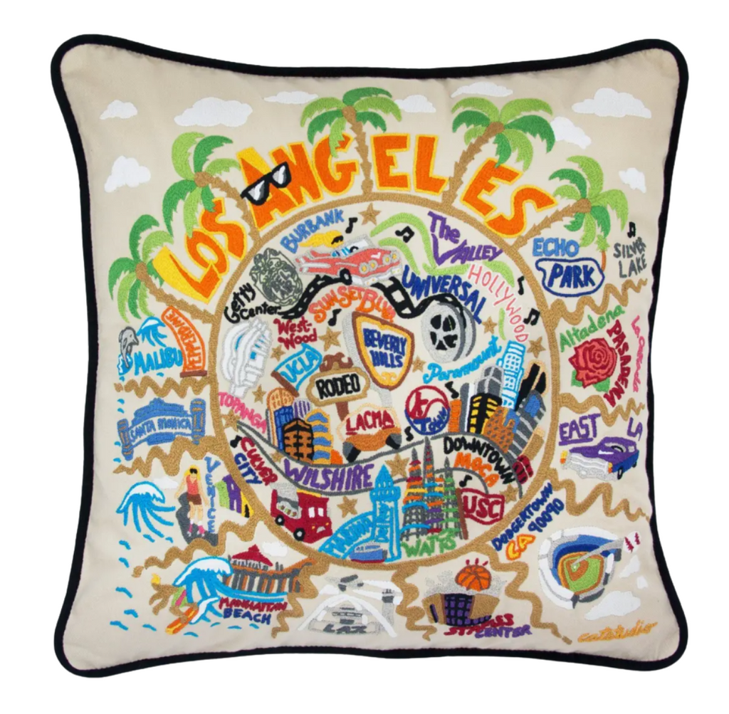 Los Angeles Hand-Embroidered Pillow