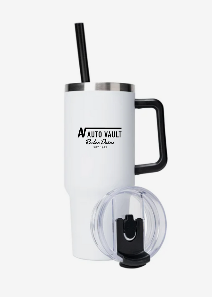 White Auto Vault Stainless Steel 30 oz. Tumbler