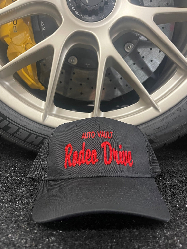 Auto Vault Rodeo Drive Trucker Hat with Red Embroidery
